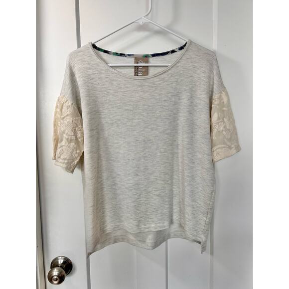 Anthropologie Dolan Women's Dolan Left Coast Lace Lantern Top Gray Cream Size XS - Picture 3 of 10